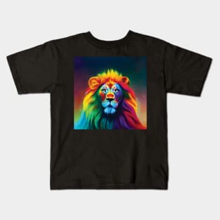 Rainbow Lion Art Kids T-Shirt